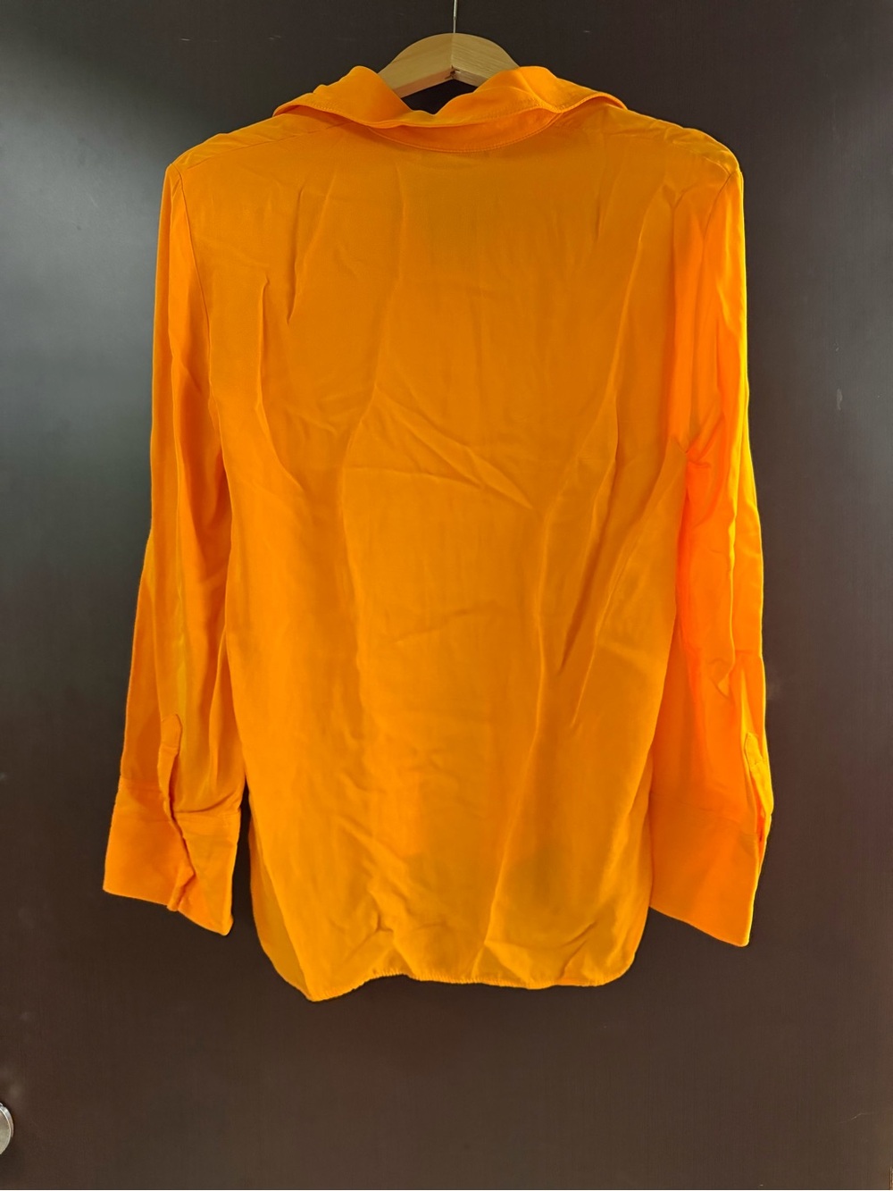 Zara Long Sleeve Button-Down Shirt - Bright Orange